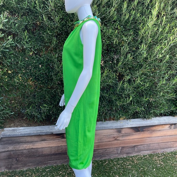 Vintage Young Edwardian By Arpeja Green Tank Cocktail Dress - Picture 8 of 9